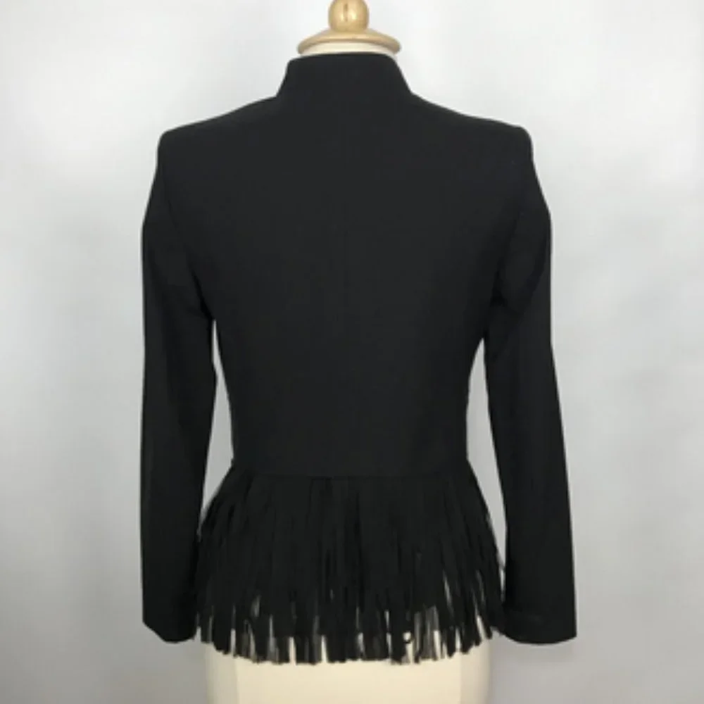Banana Republic Black Wool Blazer w Fringe Ends 6P - Picture 5 of 9